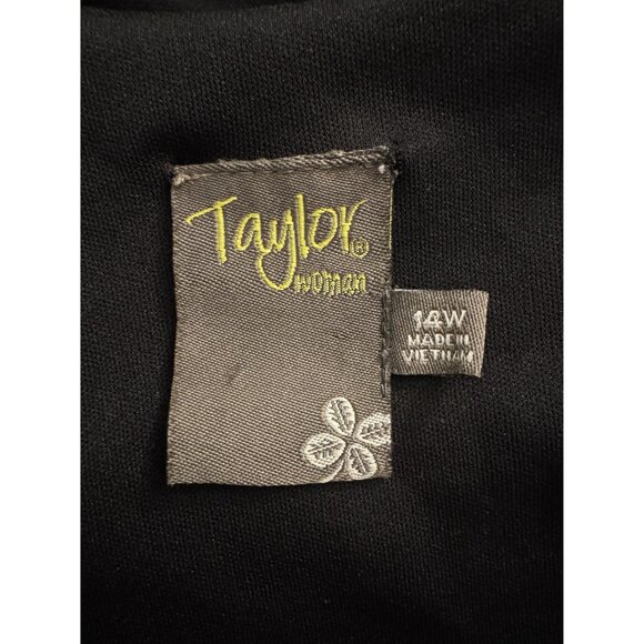 Taylor Black Cascade Ruffle Dress Size 14W 1X Plus Timeless Classic All-Season - Picture 4 of 7